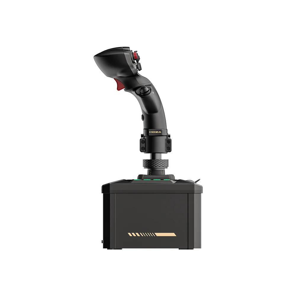 MOZA AB6 Flight Simulator Bundle - zijaanzicht met AB6 force feedback base en MHG flightstick