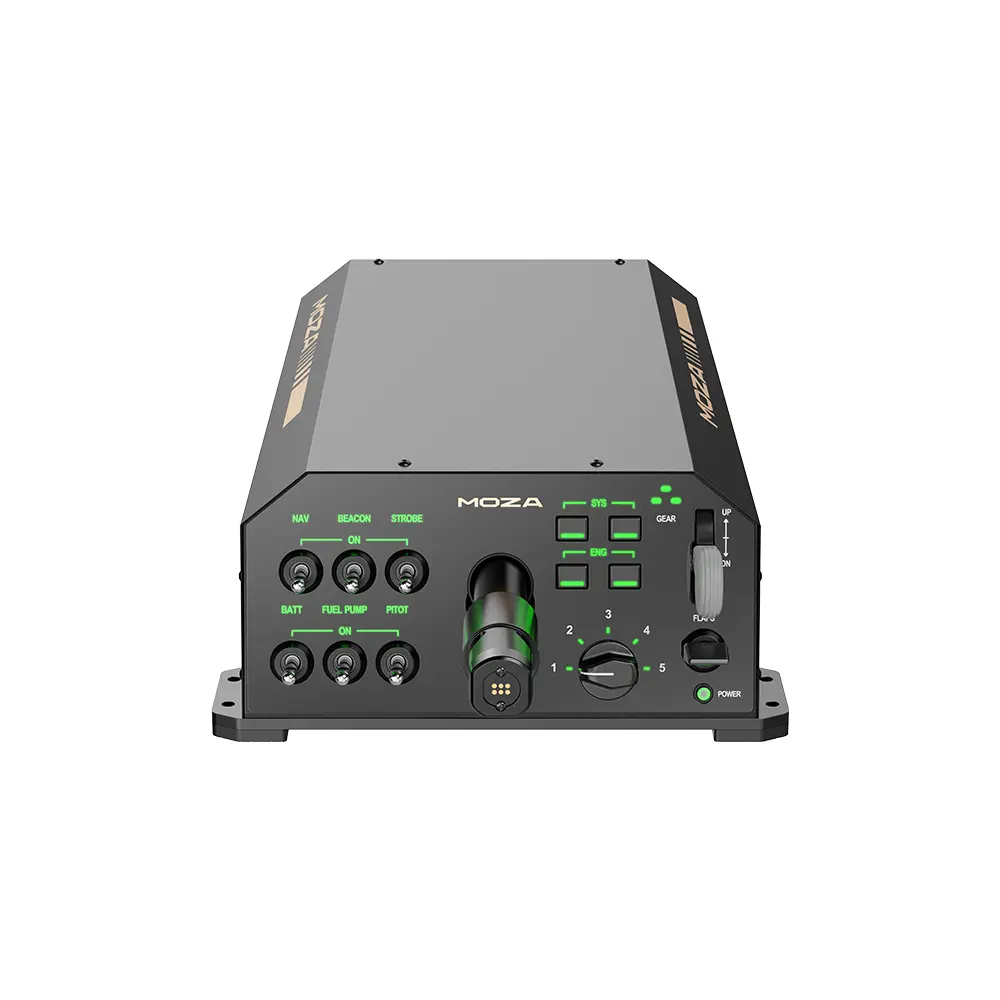 MOZA AY210 Force Feedback Yoke Base - vooraanzicht met bedieningspaneel