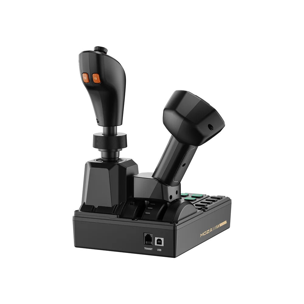 MOZA FCS Farming Control System - achteraanzicht met USB en transit poorten