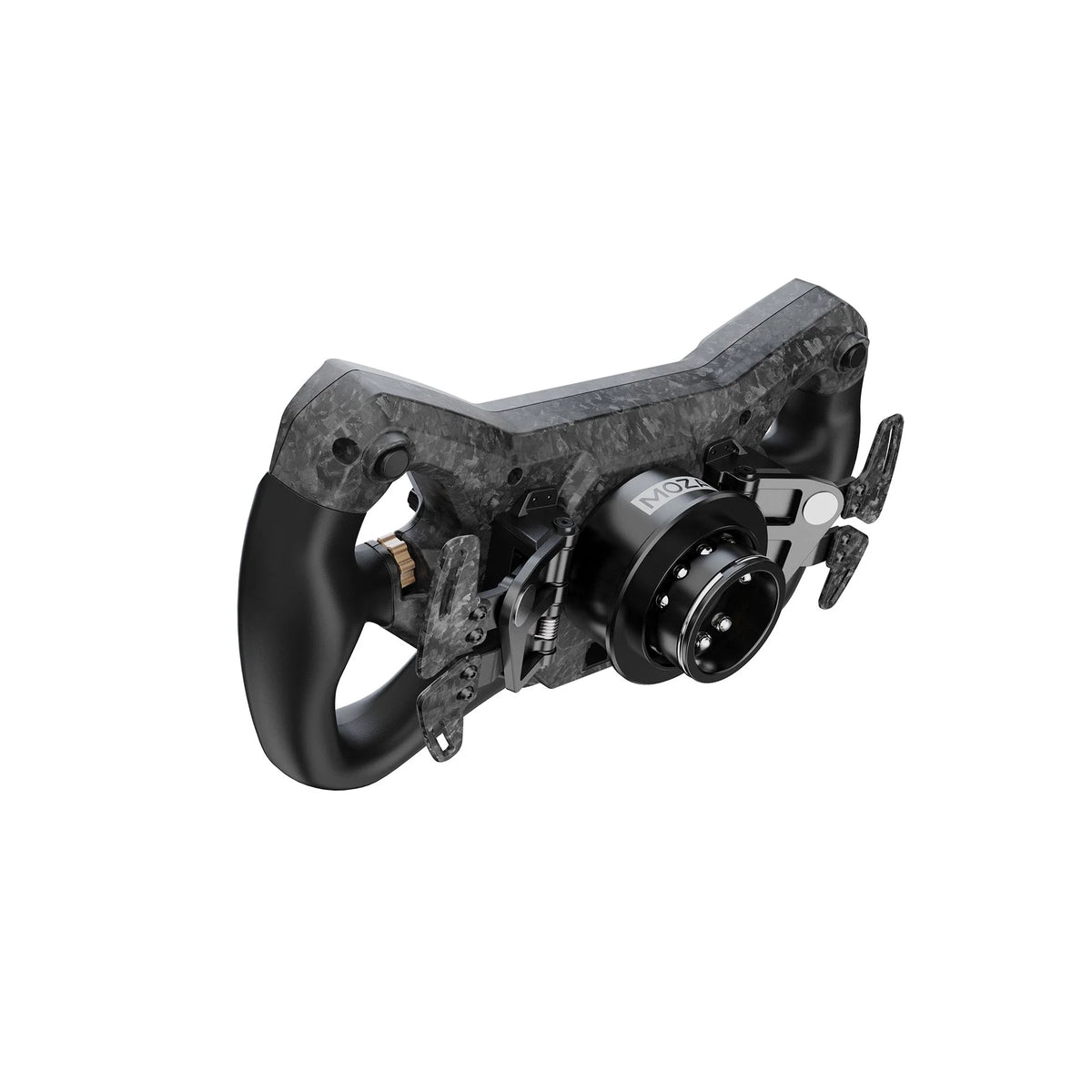 MOZA KS Pro Steering Wheel - rechter achteraanzicht met magnetische schakelflippers, dual-clutch, 2 drukknoppen en quick release