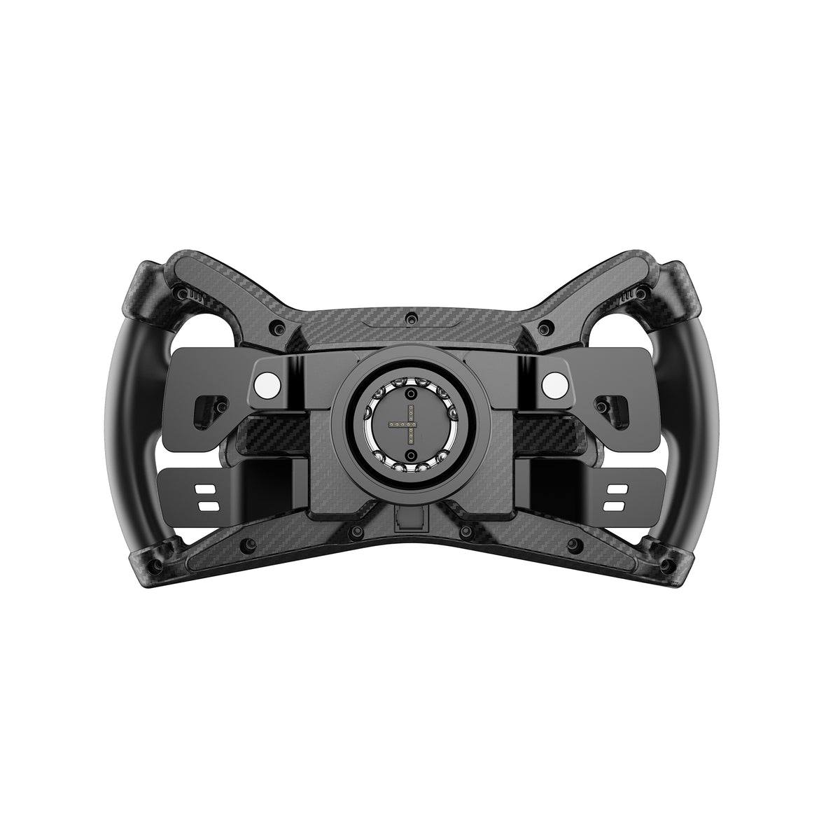 MOZA KS Steering Wheel - achteraanzicht met magnetische schakelflippers, dubbele koppeling en quick release