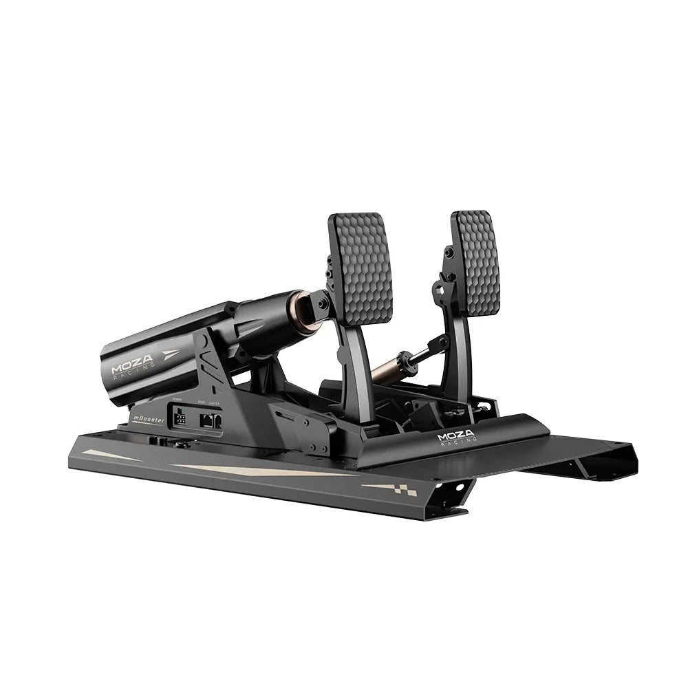 MOZA mBooster Active Pedal - set met CRP2 gaspedaal - linker vooraanzicht