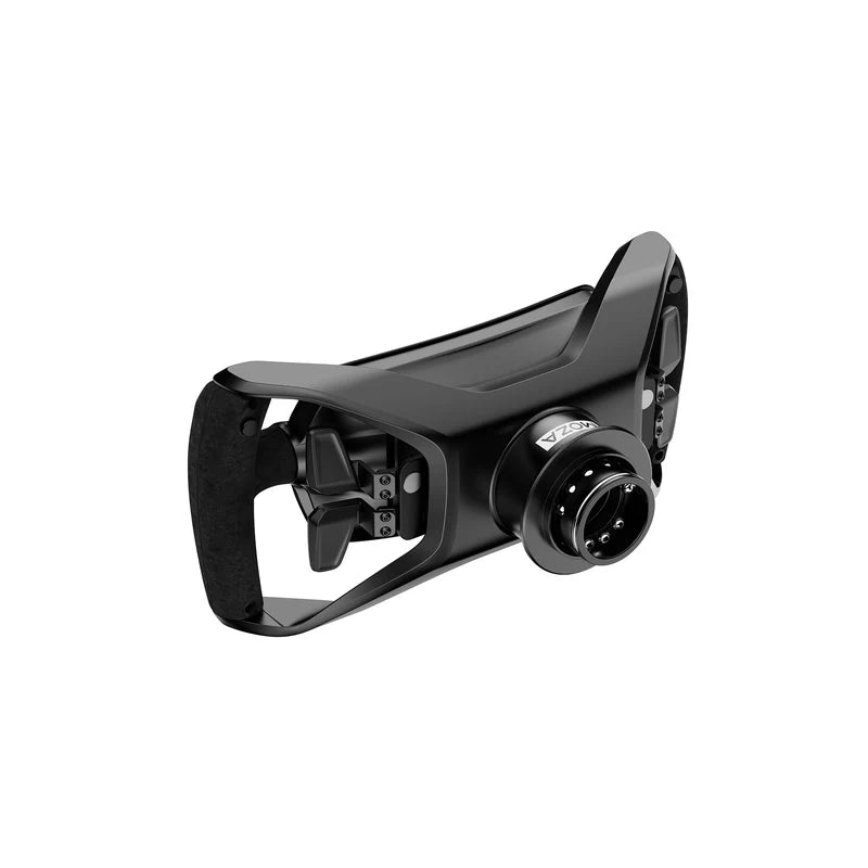 MOZA Porsche Mission R Steering Wheel - achteraanzicht met magnetische schakelflippers, dual-clutch, 2 drukknoppen en quick release