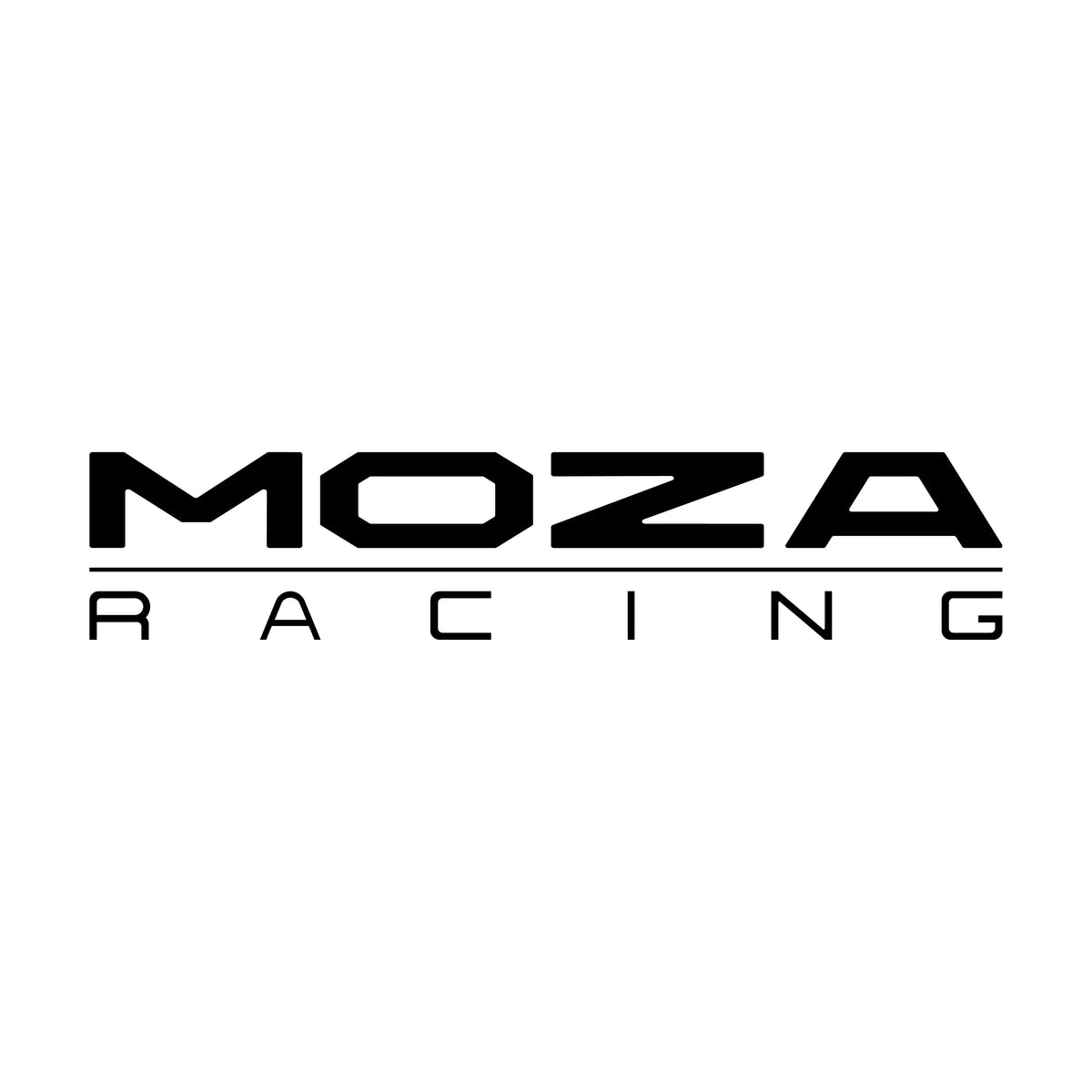 MOZA logo zwart met een witte achtergrond