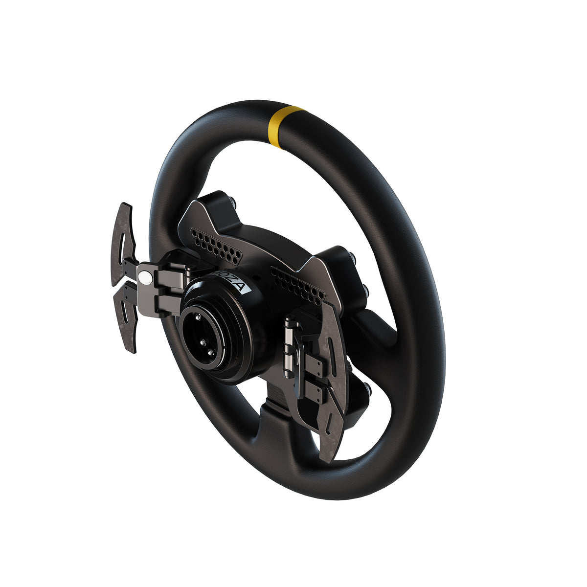 MOZA RS V2 Steering Wheel - achteraanzicht met 2 magnetische schakelflippers, koppelingsflippers en quick release