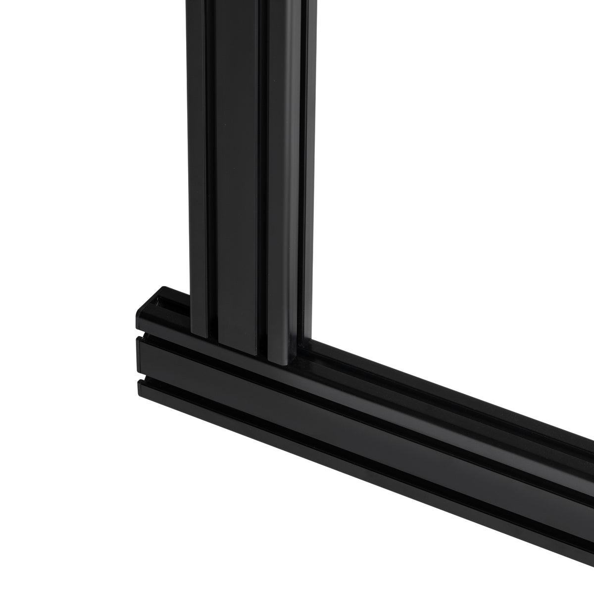 Next Level Racing Elite Free Standing Quad Monitor Stand – Black Edition - close-up van aluminium extrusie profielen