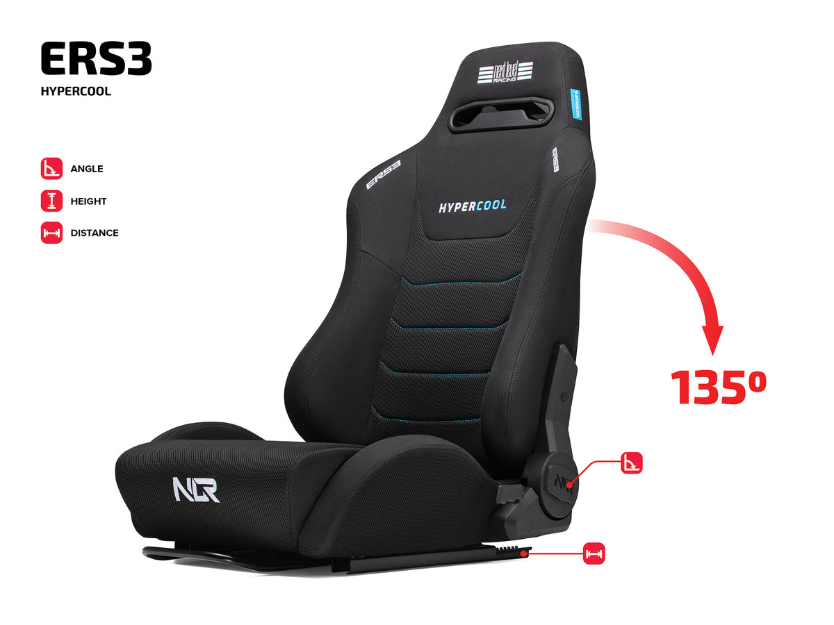 Next Level Racing ERS3 Hypercool Sim Racing Seat - overzicht functionaliteit en verstelbaarheid