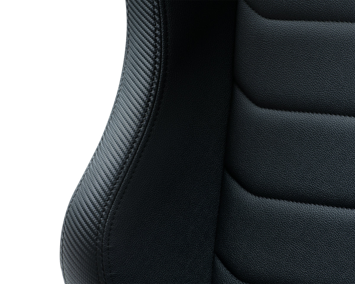 Next Level Racing ERS3 Sim Racing Seat - closeup van de PU leren bekleding