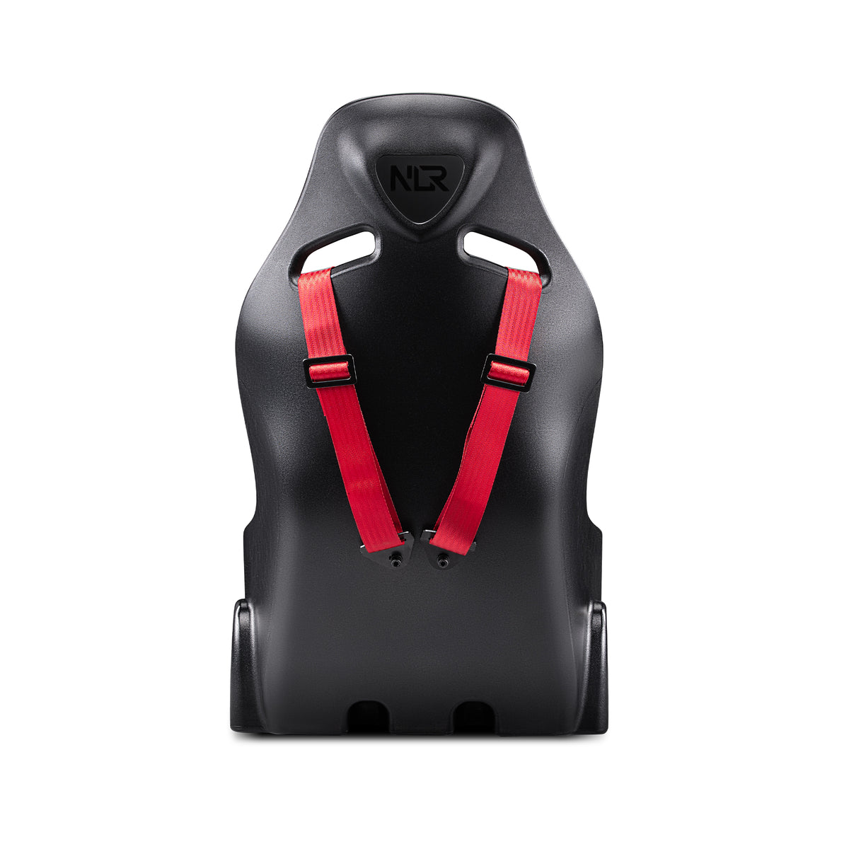 Next Level Racing ES1 Sim Racing Seat - Scuderia Ferrari Edition - achteraanzicht met gordels