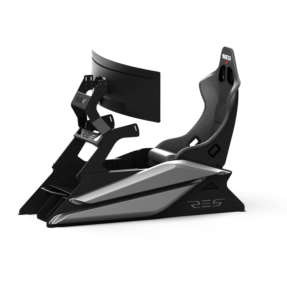 Res-Tech GT Cockpit - grijs preview met stoel en scherm gemonteerd
