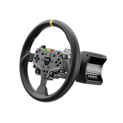 MOZA ES 12-inch Round Wheel Mod - preview geïnstalleerd op ES stuur en MOZA direct drive wheelbase