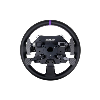 Conspit 310 APEX Steering Weel - achteraanzicht met magnetische schakkelflippers, koppelingsflippers, 70mm quick release adapter en leren buitenkant
