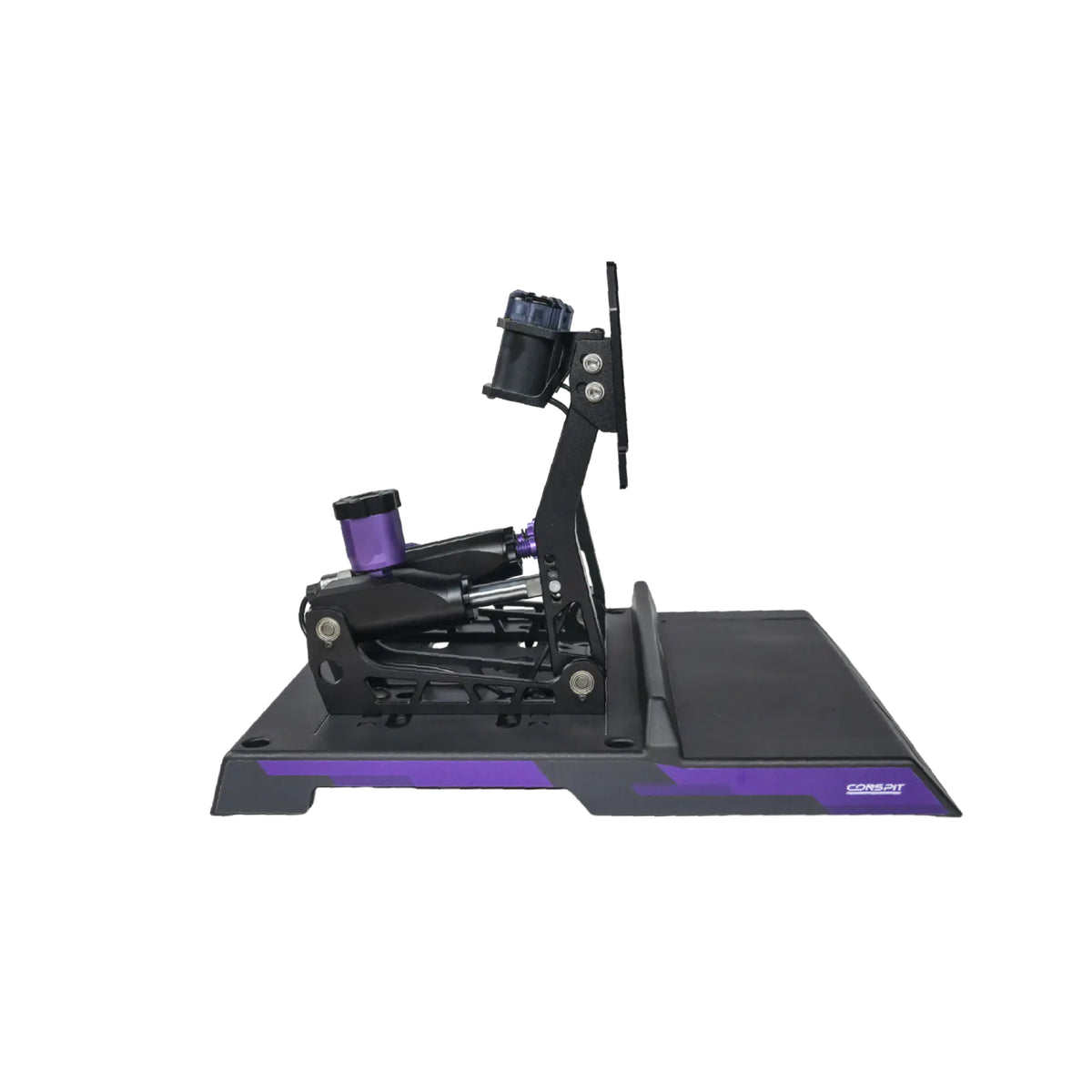 Conspit CPP Lite 2 Pedals - zijaanzicht met hydraulisch rempedaal, olie reservoir en M-DVF vibratiemodule