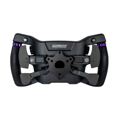 Conspit MAX01 Formula Steering Wheel - achteraanzicht met magnetische schakelflippers, koppelingsflippers, 2 drukknoppen en quick release hub
