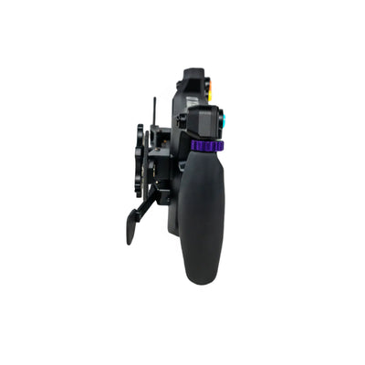 Conspit MAX01 Formula Steering Wheel - zijaanzicht met draaiknop, magnetische schakelflippers en koppelingsflippers