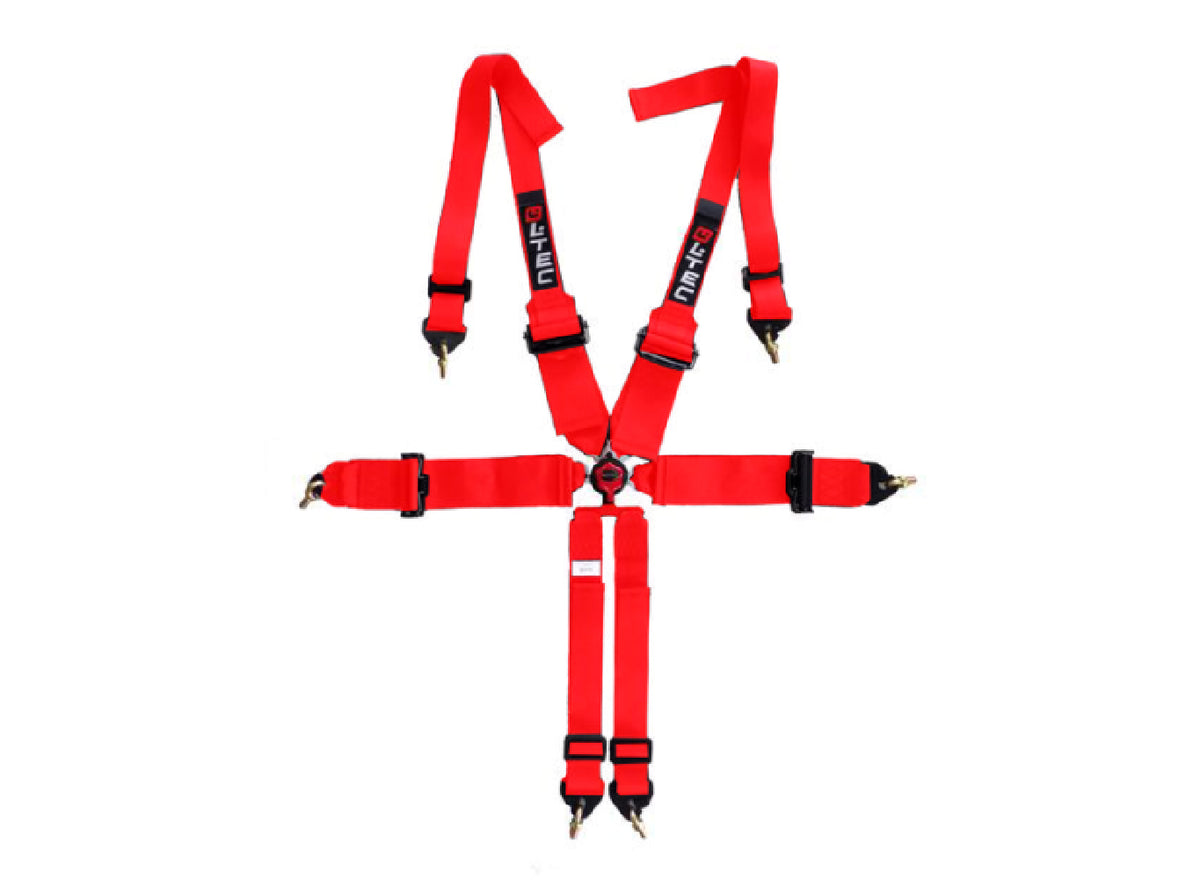 LTEC  ECO 6-Punts Hans Race Gordel Aluminium - rood