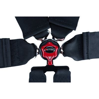 LTEC  ECO 6-Punts Hans Race Gordel Aluminium - zwart close-up van snel koppelingsmechanisme