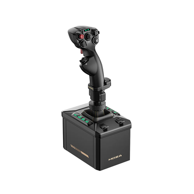 MOZA AB6 Flight Simulator Bundle - linker vooraanzicht met AB6 force feedback base en MHG flightstick