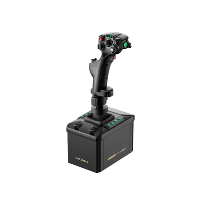 MOZA AB6 Flight Simulator Bundle - rechter vooraanzicht met AB6 force feedback base en MHG flightstick