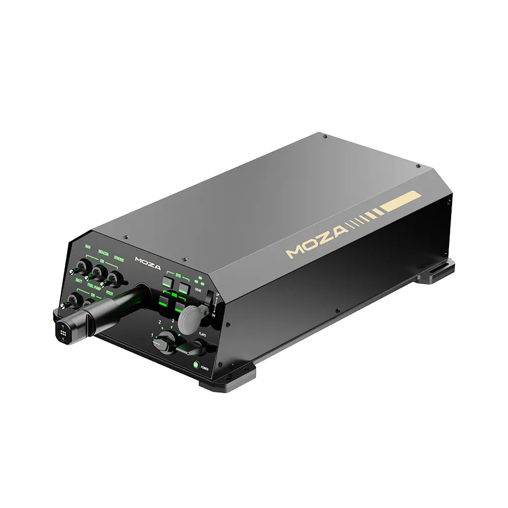 MOZA AY210 Force Feedback Yoke Base - rechter vooraanzicht met bedieningspaneel