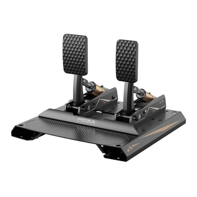 MOZA CRP2 Load Cell Pedals - zijaanzicht rechts met load cell rempedaal, gaspedaal en pedaalplaat