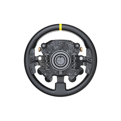 MOZA CS Pro Steering Wheel - achteraanzicht met 2 drukknoppen, 2 schakelflippers, dual-clutch en Moza quick release