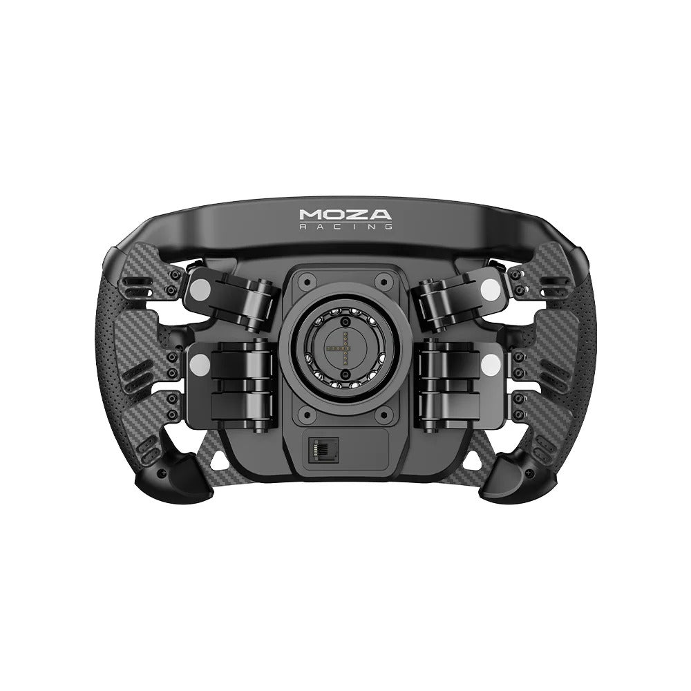 MOZA FSR2 Formula Wheel - achteraanzicht met magnetische schakelflippers, dual-clutch en quick release