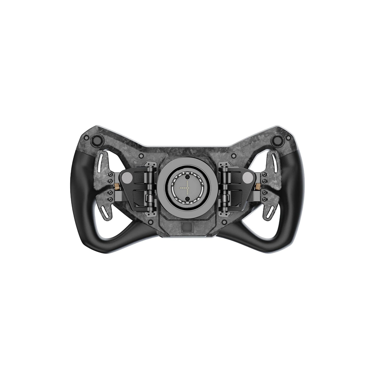 MOZA KS Pro Steering Wheel  achteraanzicht met magnetische schakelflippers, dual-clutch, 2 drukknoppen en quick release