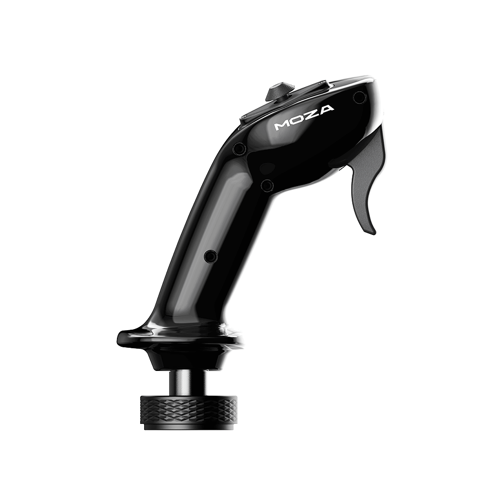 MOZA MA3X Flightstick - rechter zijaanzicht met trigger, joystick en quick release