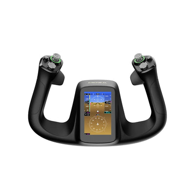 MOZA MFY Pro Yoke - vooraanzicht met 4,3 inch touchscreen, drukknoppen en joysticks