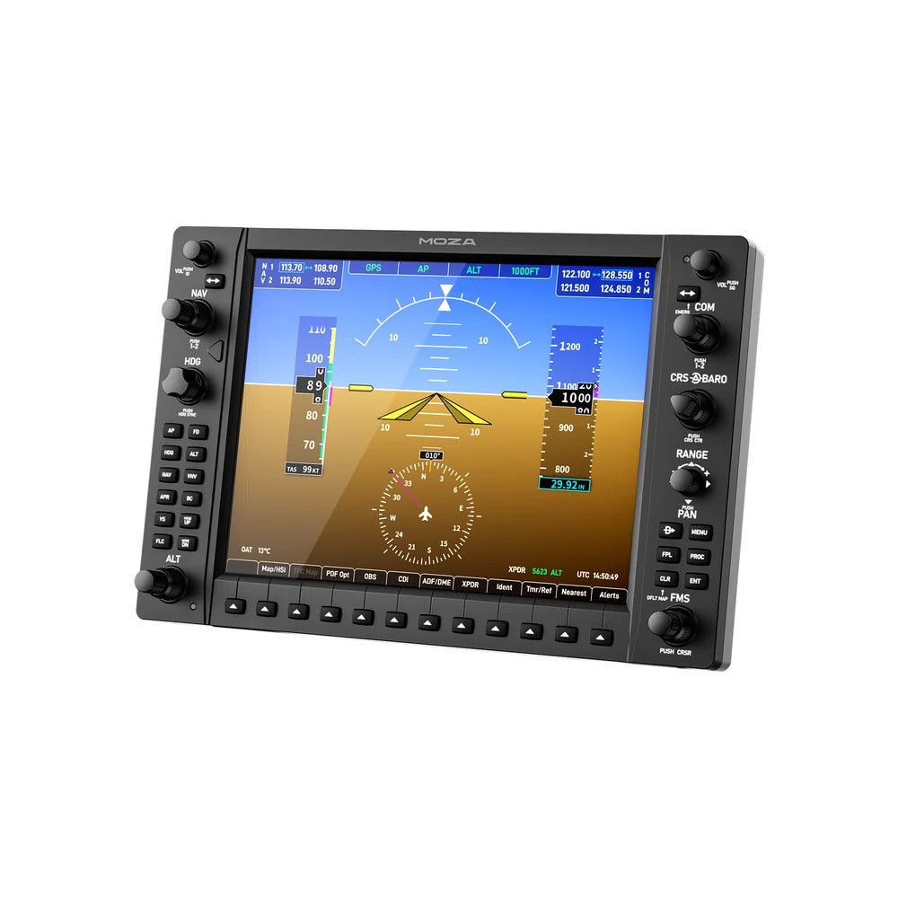 MOZA MGX1000 Instrument Panel - rechter vooraanzicht met 10,4 inch scherm, drukknoppen en draaiknoppen