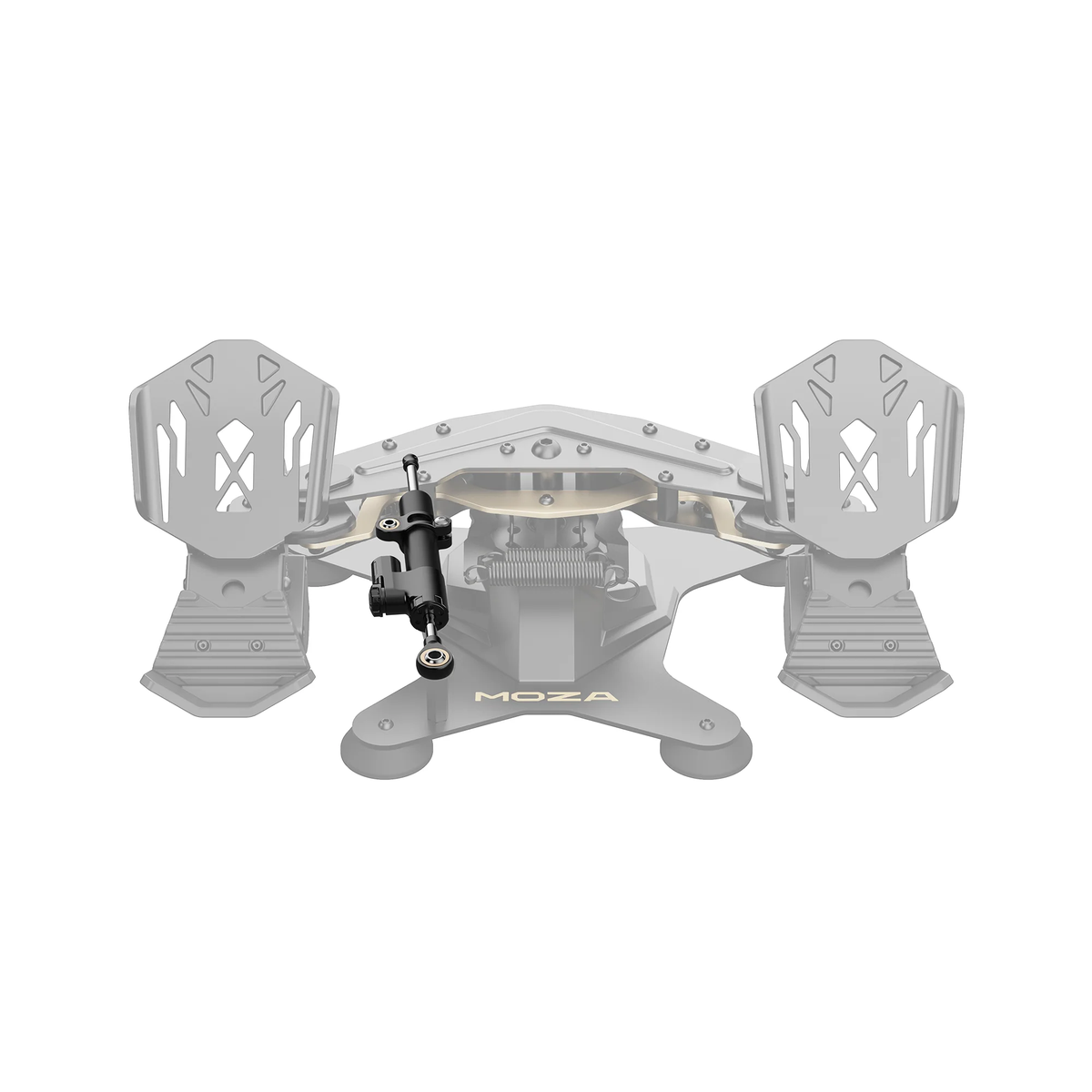 MOZA MRP Adjustable Damper - vooraanzicht preview geïnstalleerd op MRP Rudder Pedals