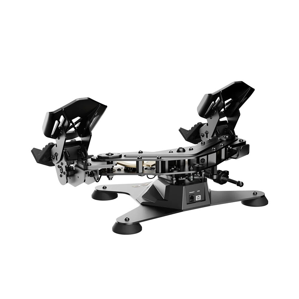 MOZA MRP Rudder Pedals - achter aanzicht met USB en TRANSIT poorten