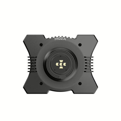 MOZA R12 V2 Direct Drive Wheel Base - vooraanzicht met quick release, MOZA logo en 4 montagegaten