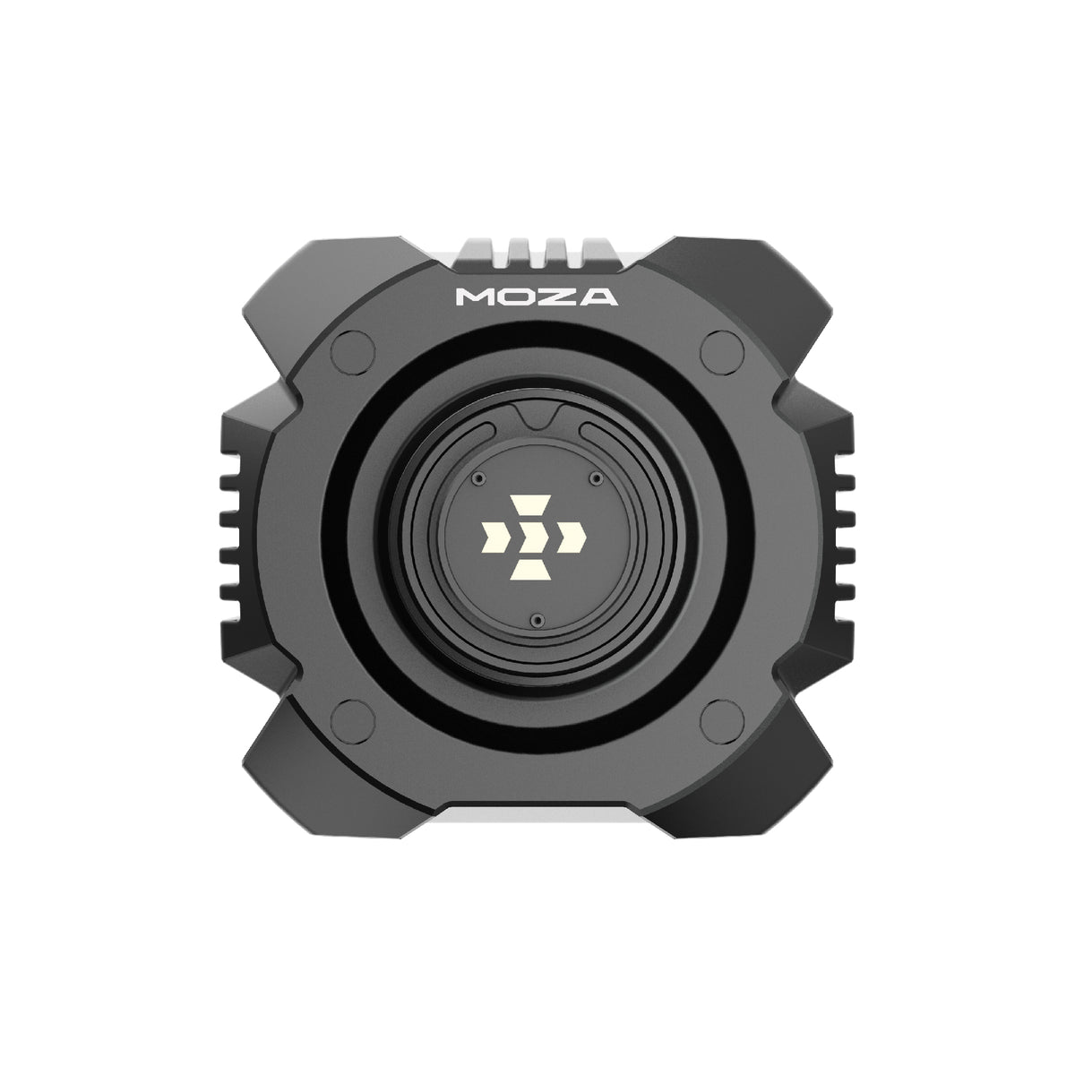 MOZA R16 Ultra Direct Drive Wheel Base - vooraanzicht met quick release, MOZA logo en montagegaten