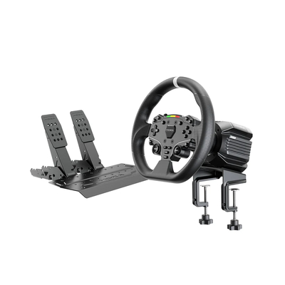 MOZA R5 Pro Bundle - set foto met R5 Pro wheelbase, ES Lite stuur en SRP Liite2 pedalen