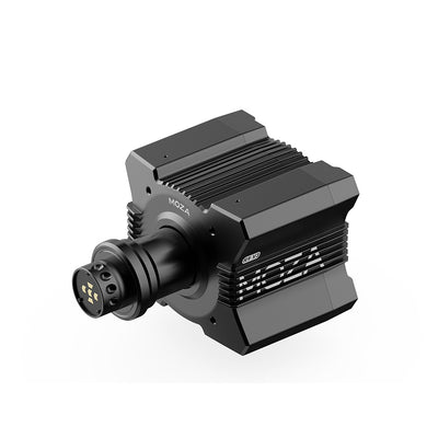 MOZA R9 V3 Direct Drive Wheel Base - rechter vooraanzicht met quick release en R9 V3 logo