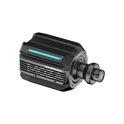 Moza R25 Ultra Direct Drive Wheel Base - bovenaanzicht links met quick release en aanpasbare RGB LED strip