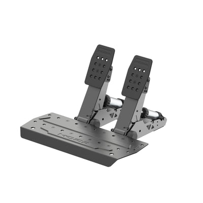 MOZA SRP2 Racing Pedals - zijaanzicht vanaf rechts met load cell rempedaal, gaspedaal en pedaalplaat