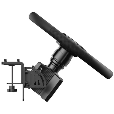 MOZA Truck Clamp - -preview zij aanzicht met wheelbase en MOZA TSW vrachtwagen stuur