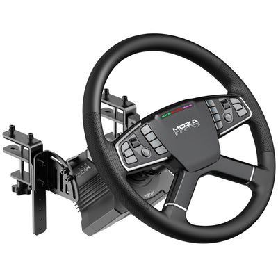 MOZA Truck Clamp - -preview met wheelbase en MOZA TSW vrachtwagen stuur