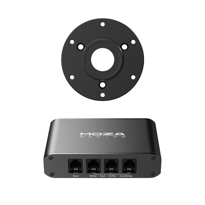 MOZA Universal Hub Kit - bovenaanzicht met extensie poorten en quick release