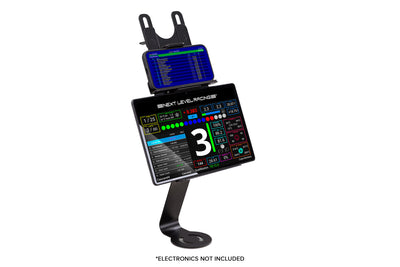 Next Level Racing Elite Tablet and Button Box Mount Add-On - preview met tablet en telefoon gemonteerd