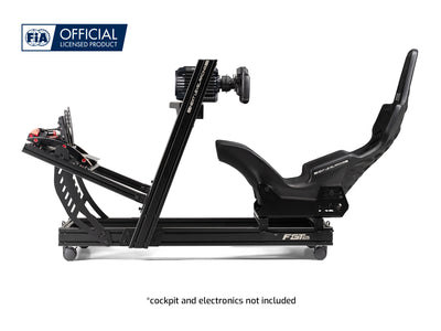 Next Level Racing Elite Formula Sim Racing Seat (EFS) - preview gemonteerd op een F-GT Elite Lite Wheel Plate Edition met een Fanatec direct drive wheelbase, stuur en load-cell pedalen