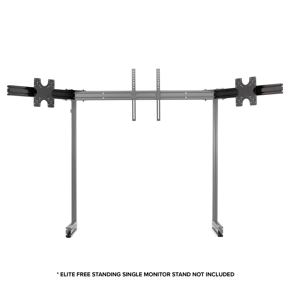 Next Level Racing Elite Free Standing Triple Monitor Add-on – Black Edition - preview gemonteerd op de Elite Freestanding Single Monitor Stand