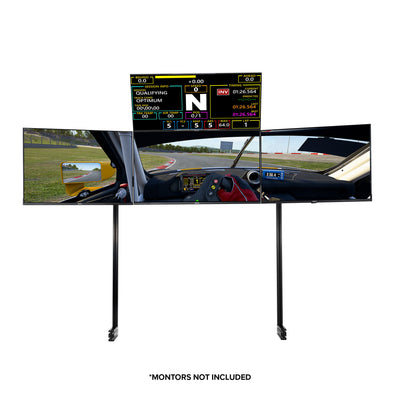 Next Level Racing Elite Free Standing Quad Monitor Stand – Black Edition - preview met 4 schermen gemonteerd