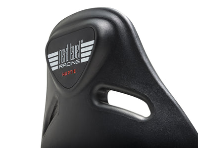 Next Level Racing ES1 Haptic Feedback Sim Racing Seat - next level racing logo op de achterkant close-up