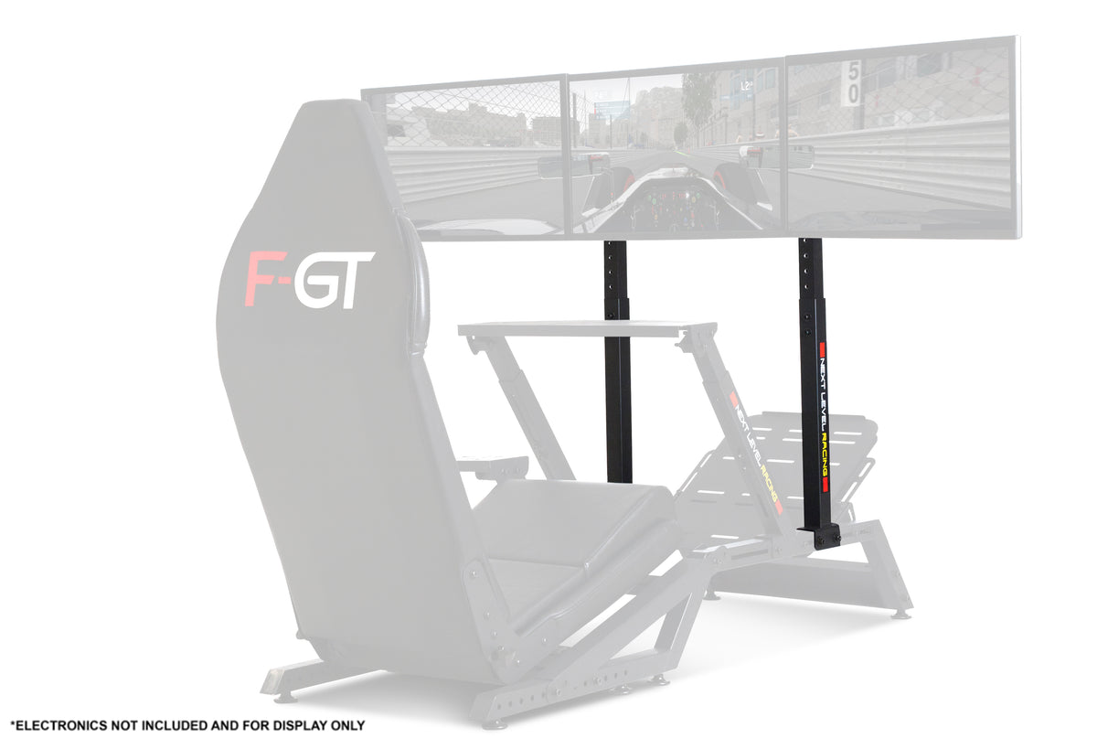 Next Level Racing F-GT Cockpit Monitor Stand - preview stand met drie schermen gemonteerd