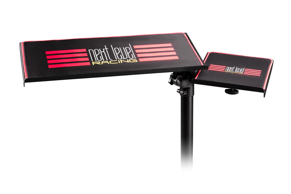Next Level Racing Free Standing Keyboard and Mouse Stand - close-up van platen voor toetsenbord en muis