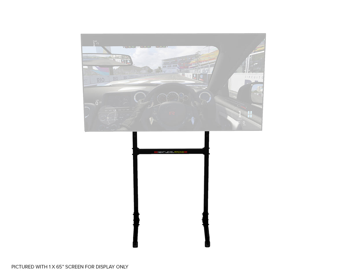 Next Level Racing Free Standing Single Monitor Stand - preview met 65 inch scherm gemonteerd